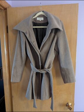Calvin Klein Taupe Belted Trench Coat